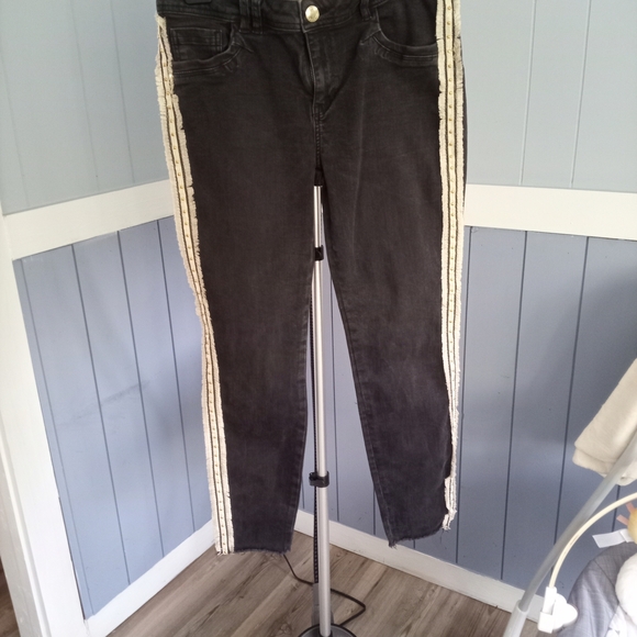 Black Mos Mosh Jeans with White Stripes - Picture 1 of 7